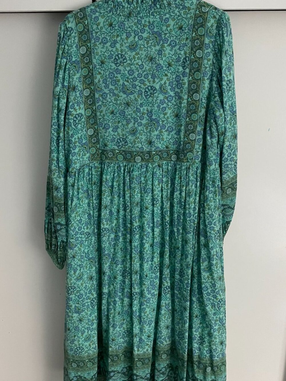 SPELL Dress Long Sleeve Blue Green Teal Size Medium Like New Hippie Boho $225 - Picture 5 of 8